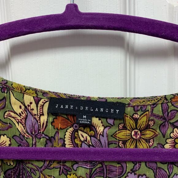 Jane and Delaney Peasant Blouse, Green Purple, Metallic Thread, Women's Size M - Picture 3 of 6